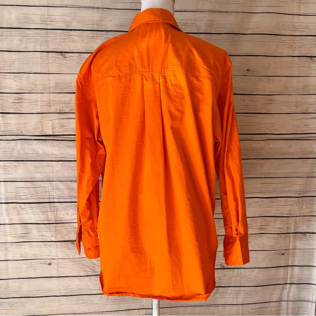 & Other Stories Oversized Button Down Collared Neon Orange
Blouse - Image 5