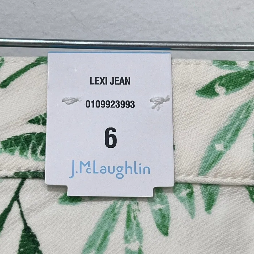 J Mclaughlin Lexi Jean 6 NWT $178‎ Skinny Stretch Beaumont Leaf Palm Green White - Image 4