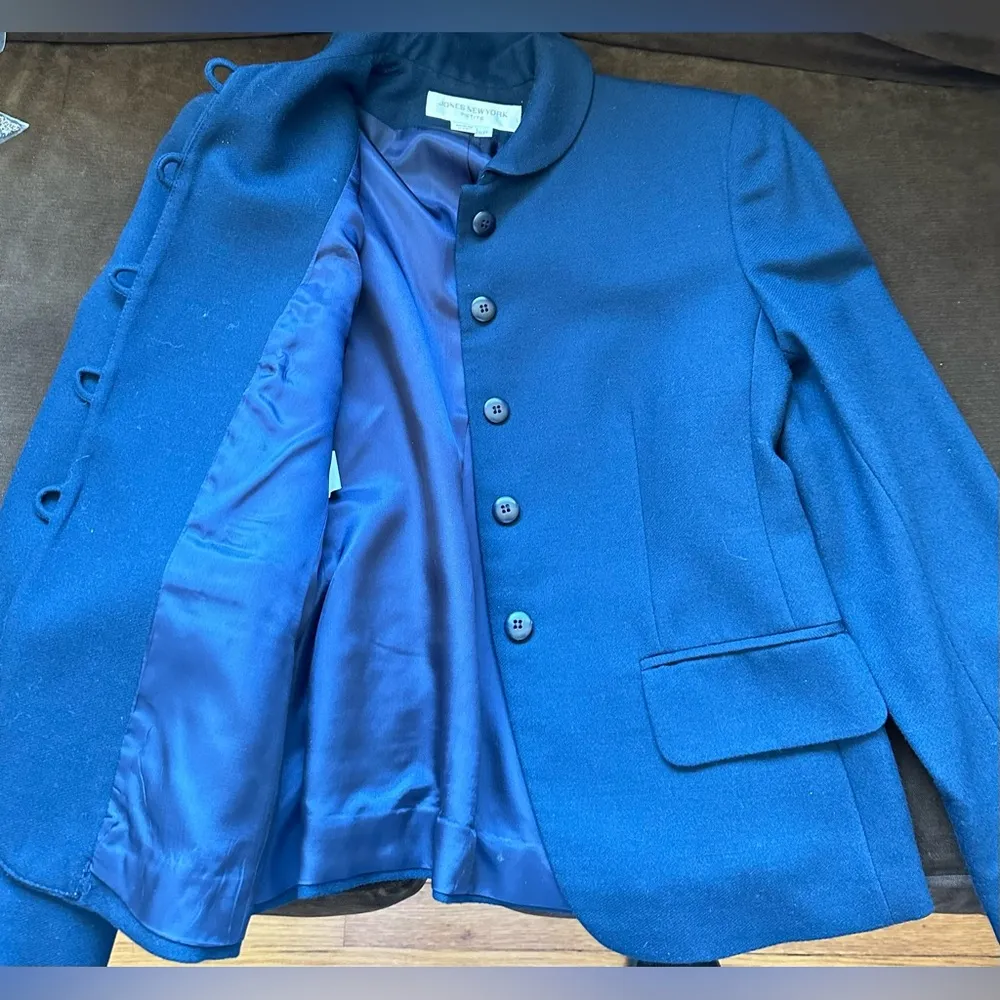 Jones New York Vintage Plain Simple Blue Round collar & Buttons  Blazer SZ 6P - Image 8