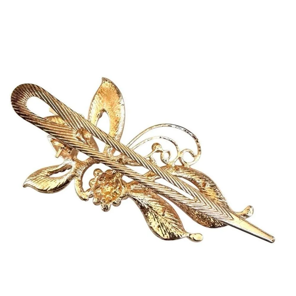 Pink gold tone rhinestone barette - Image 7