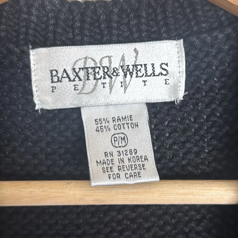 Vtg Baxter & wells knit button up Christmas holiday wreath vest petite M Black Size undefined - Image 5