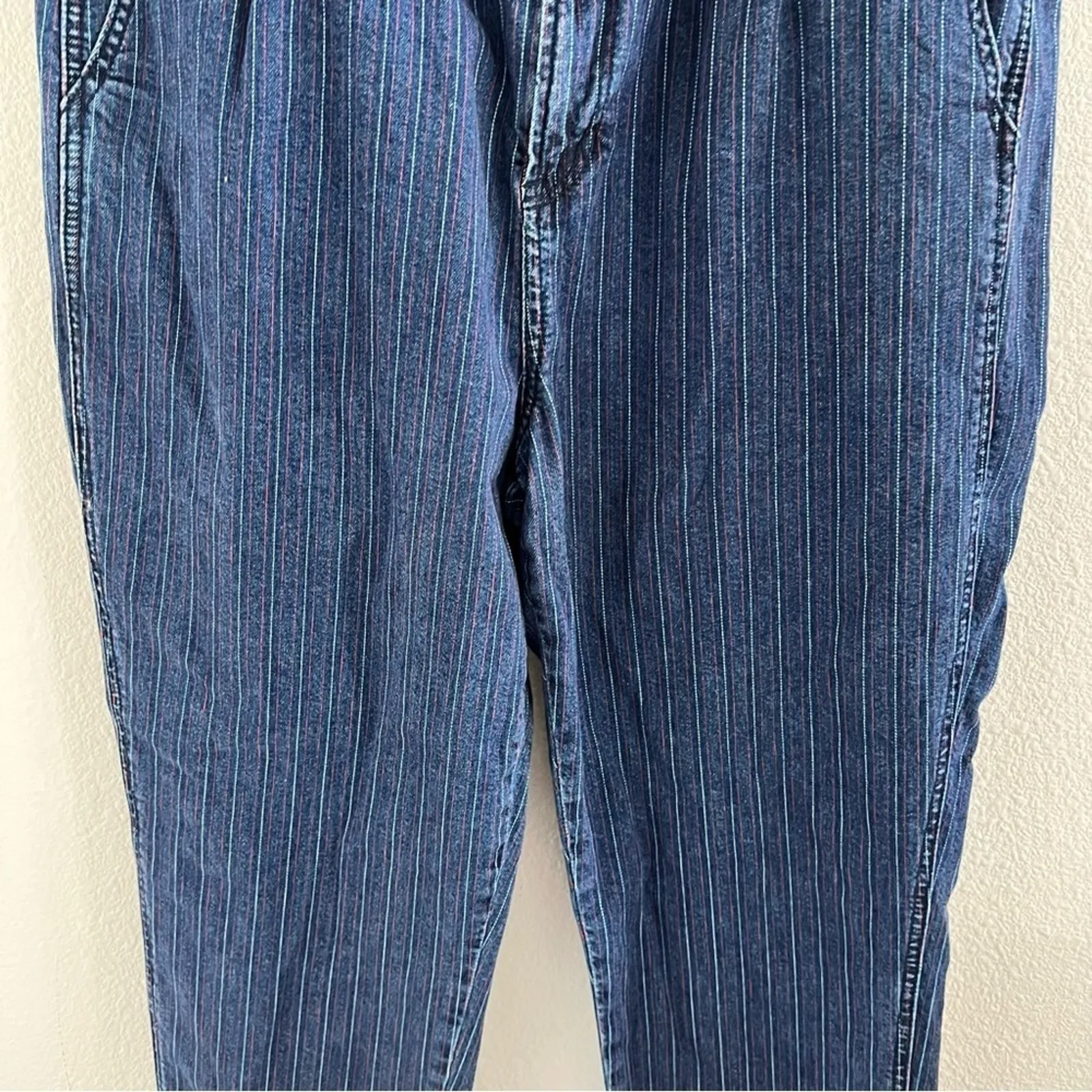 American Eagle Mom Jeans Button Ankle Stripe Denim 16 - Image 7