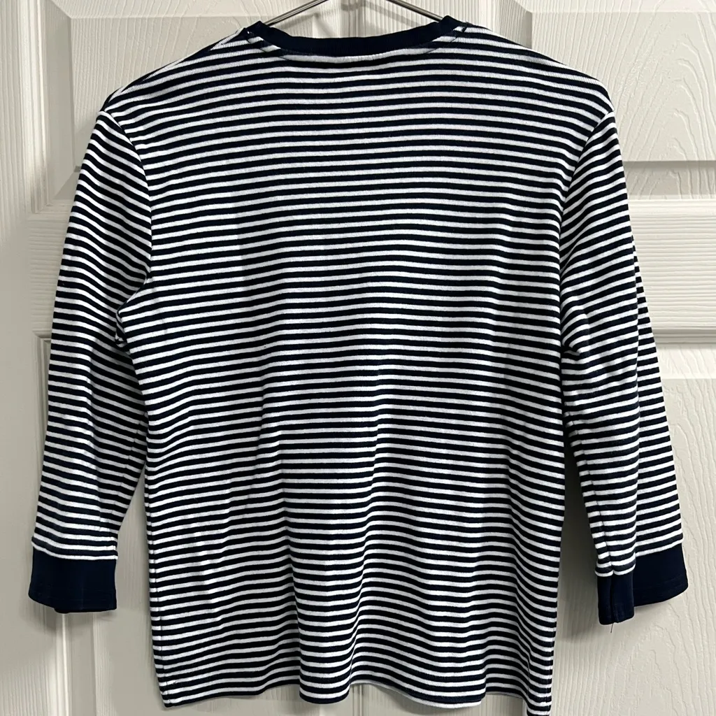 Ralph Lauren Black and White Striped Long Sleeve Top - Size Large - GUC - Image 2