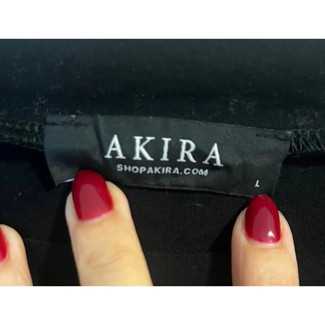 Akira Look This Way Graphic Tee in Black and Dark Grey Women's sz. L - Image 5