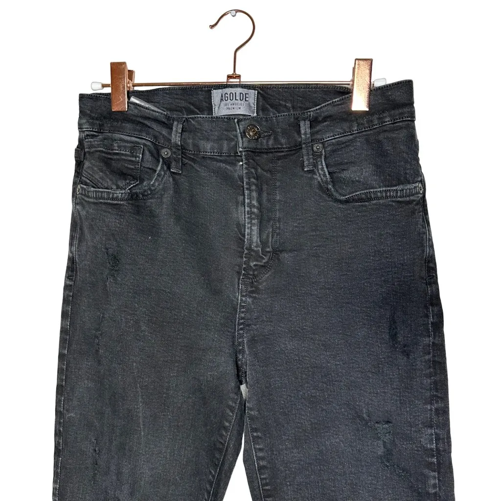 AGOLDE Sophie Crop High Rise Skinny Jeans Size 27 Washed Black Distressed - Image 4