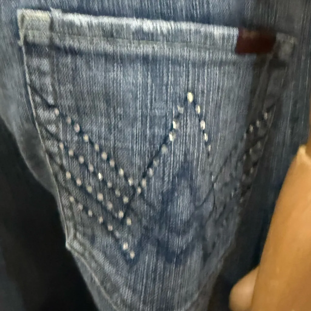 7 For All Mankind Rhinestone Pocket Flare Wide Leg Capris w/ Frayed Hem /29/ EUC - Image 8