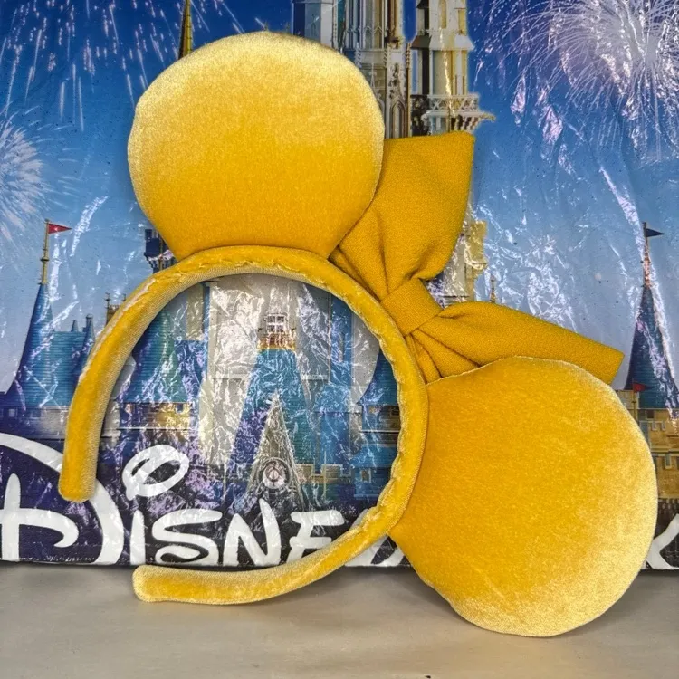 Disney parks saffron yellow Winnie the Pooh velvet fall Minnie Mouse ears - Image 2