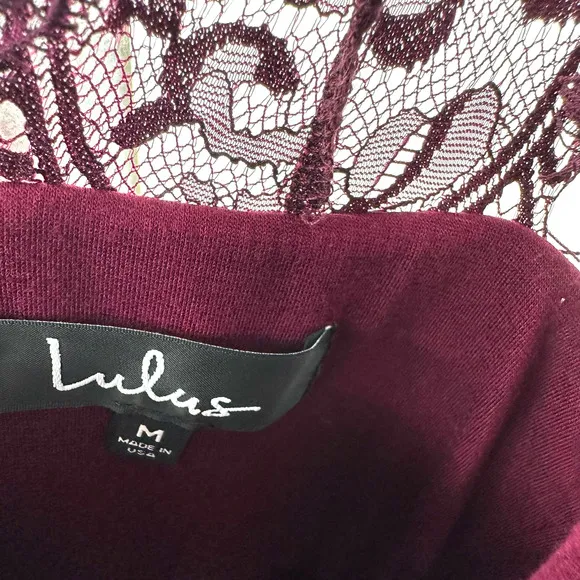 Lulus size Medium purple swing dress lined halter like neckline lace zip up rear - Image 5