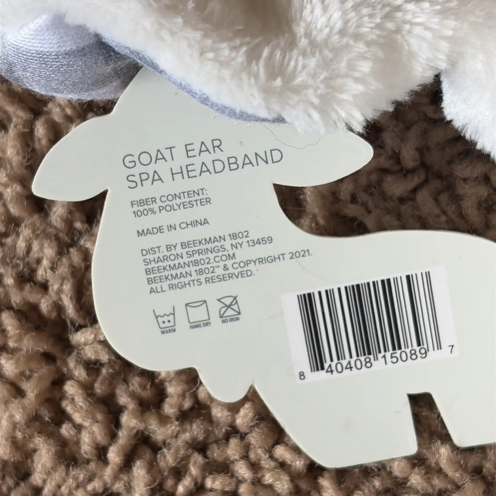 Beekman 1802 White Goat Ear Gray Gingham Soft Spa Logo GRWM Headband NEW NWT O/S - Image 10