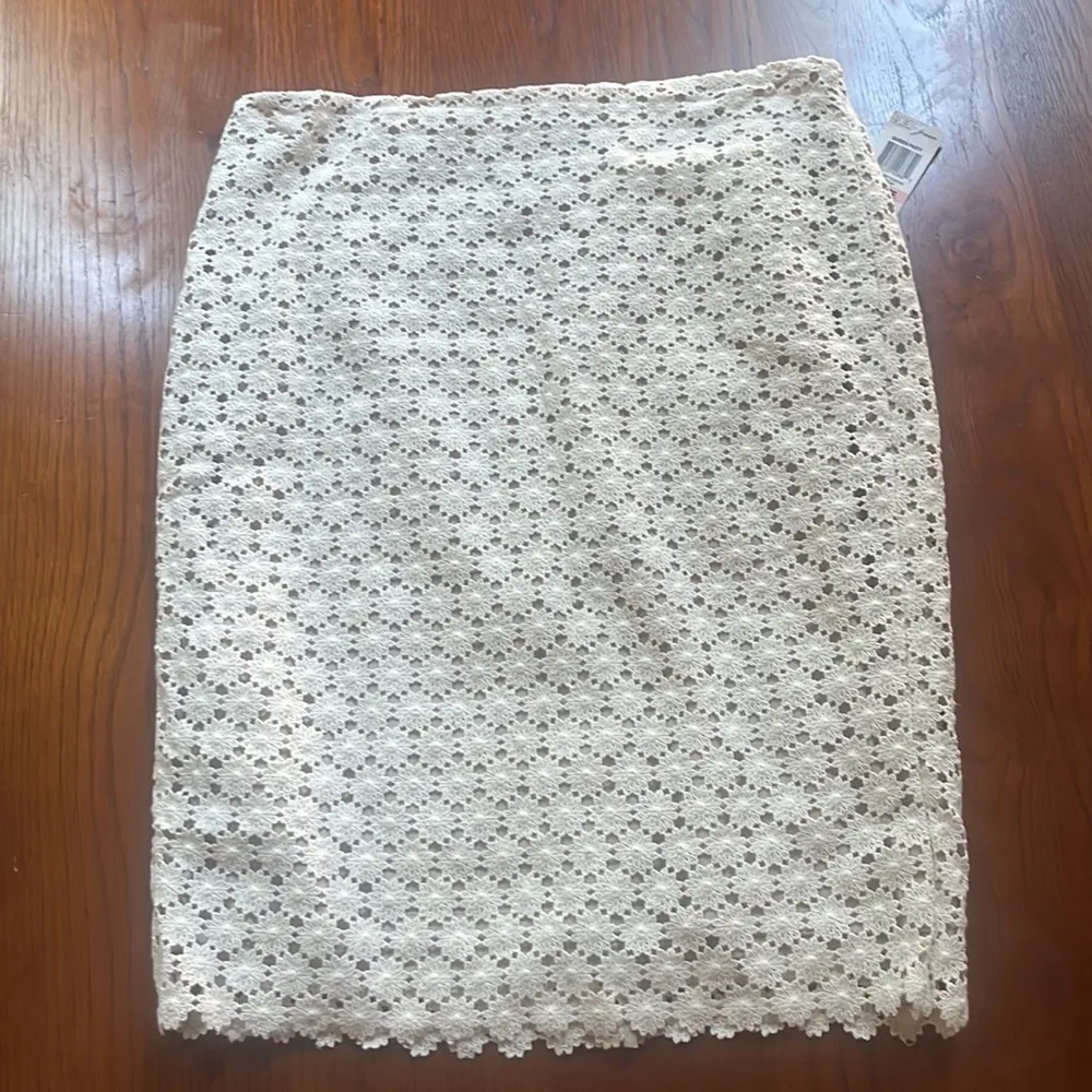 Charter Club crochet knit cream color skirt size 10 petite - Image 3