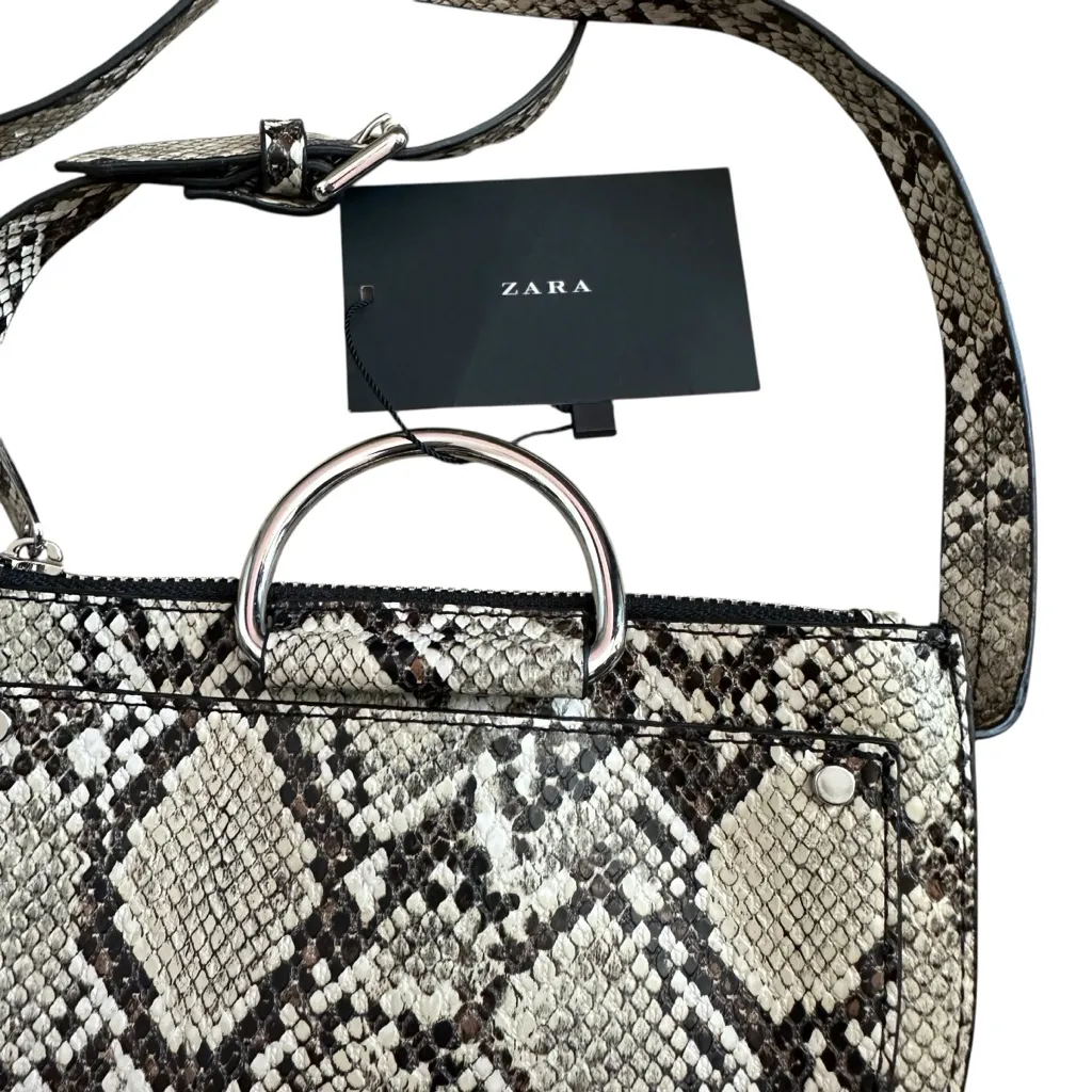 NWT ZARA Fanny Snakeskin Pattern Belt Bag Black - Image 5