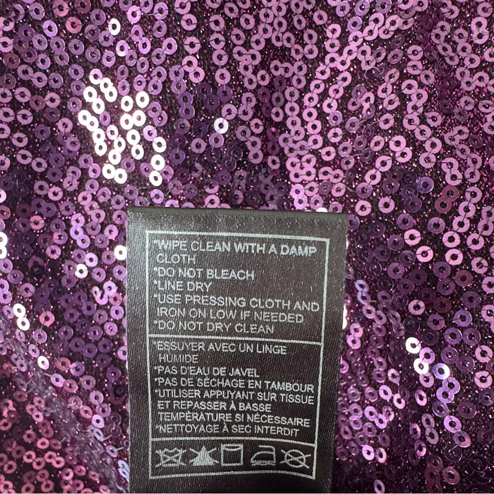 Betsey Johnson Purple Sequin spaghetti strap Sleeveless Bodycon mini Dress slit - Image 12