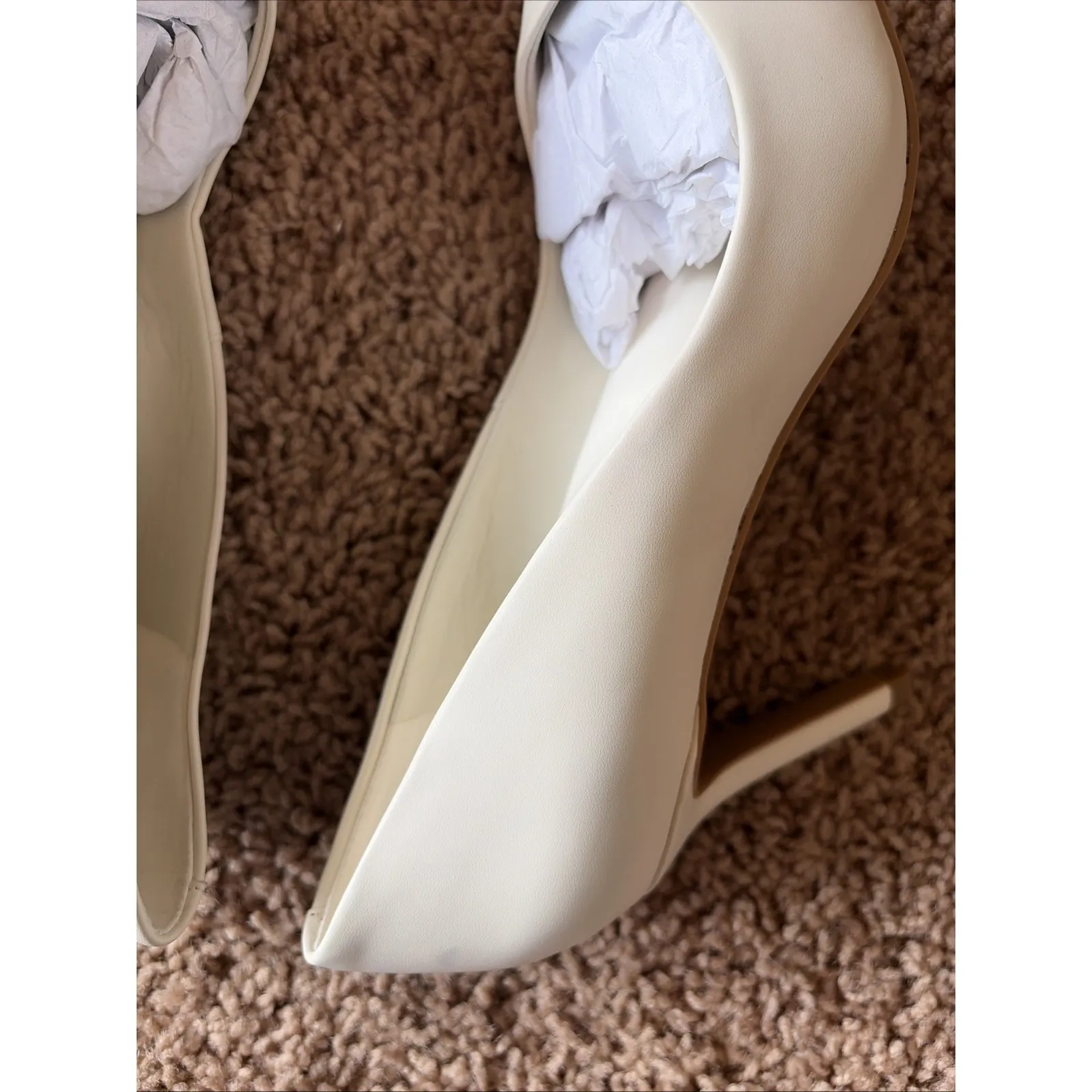 Charles & Keith Ivory Cream Classic Neutral Leather Heels Womens 37 US Womens 7 - Image 11