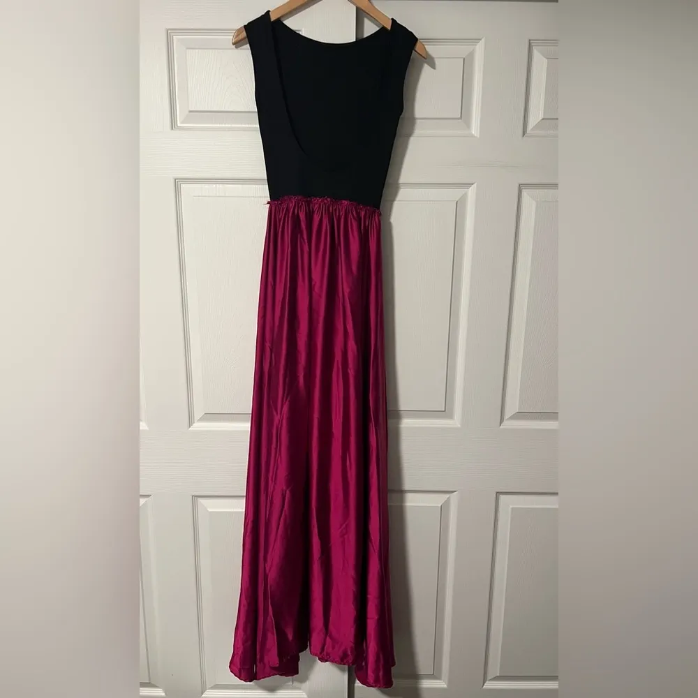 Anthropologie $298 Ripley Rader Magenta Satin Ashley Formal Dress Maxi Gown Black Size XS - Image 4