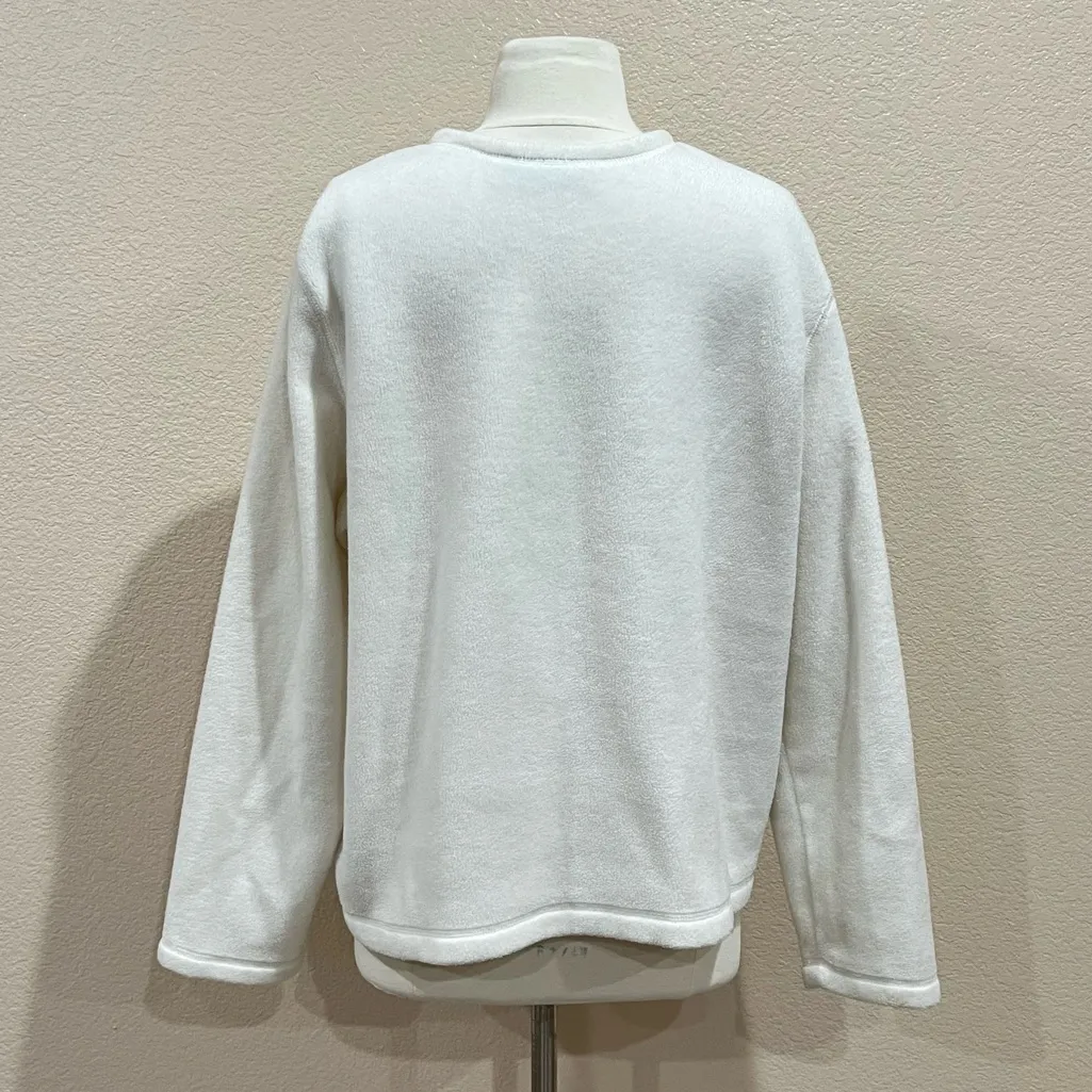 Croft & Barrow Ivory Full Zip Fleece With Pine Cone Embroidery Size XL - Image 4