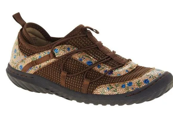 JBU by Jambu Women’s Brandi Casual Slip-On Shoe Brown Gold Floral 12W Wide - Image 1