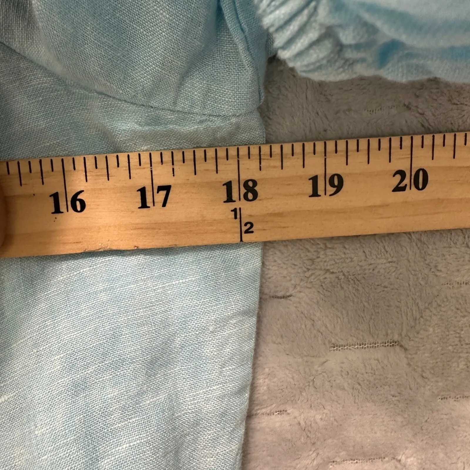 Lilly Pulitzer Blue Linen Puff Sleeve Dress Eyelet Pockets Sz‎ 10 Summer Resort - Image 7