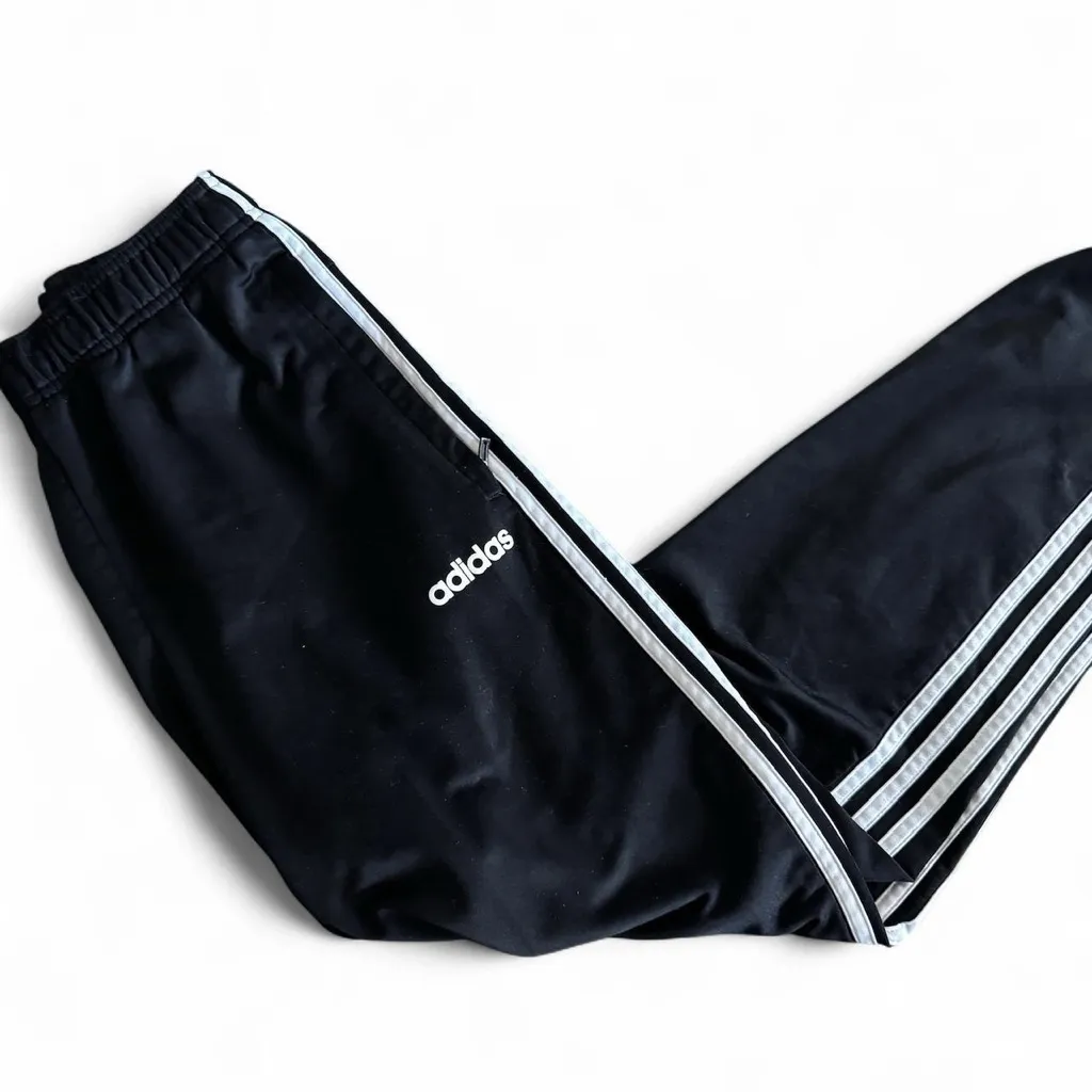 Womens Adidas Classic Warmup 
Tapered Athletic Pants Black/White - Image 2