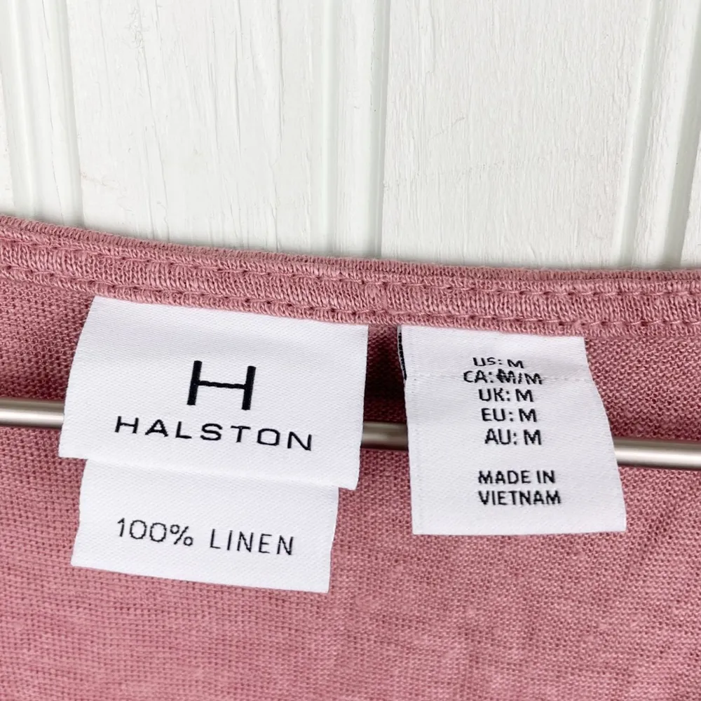 H by Halston 100% Linen Crossover Back Short Sleeve Tee Rose Mauve Size Medium - Image 6