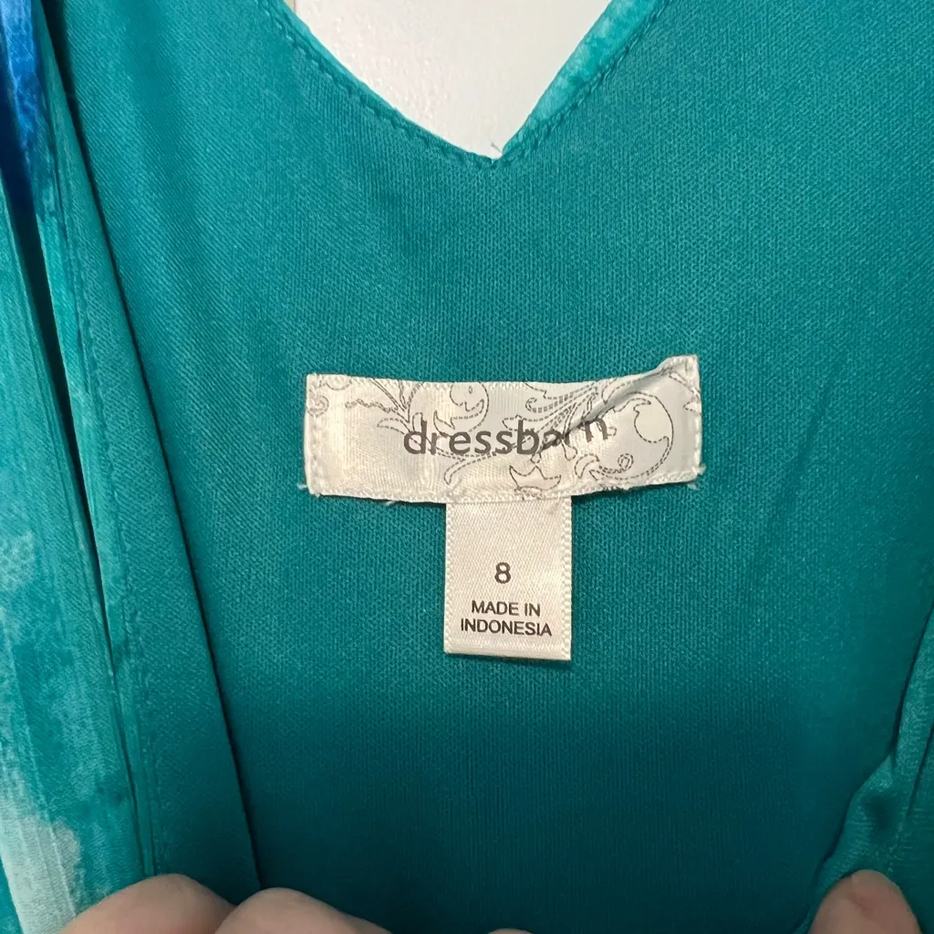 dressbarn Aqua and Navy Floral Maxi Dress Green Size 8 - Image 2