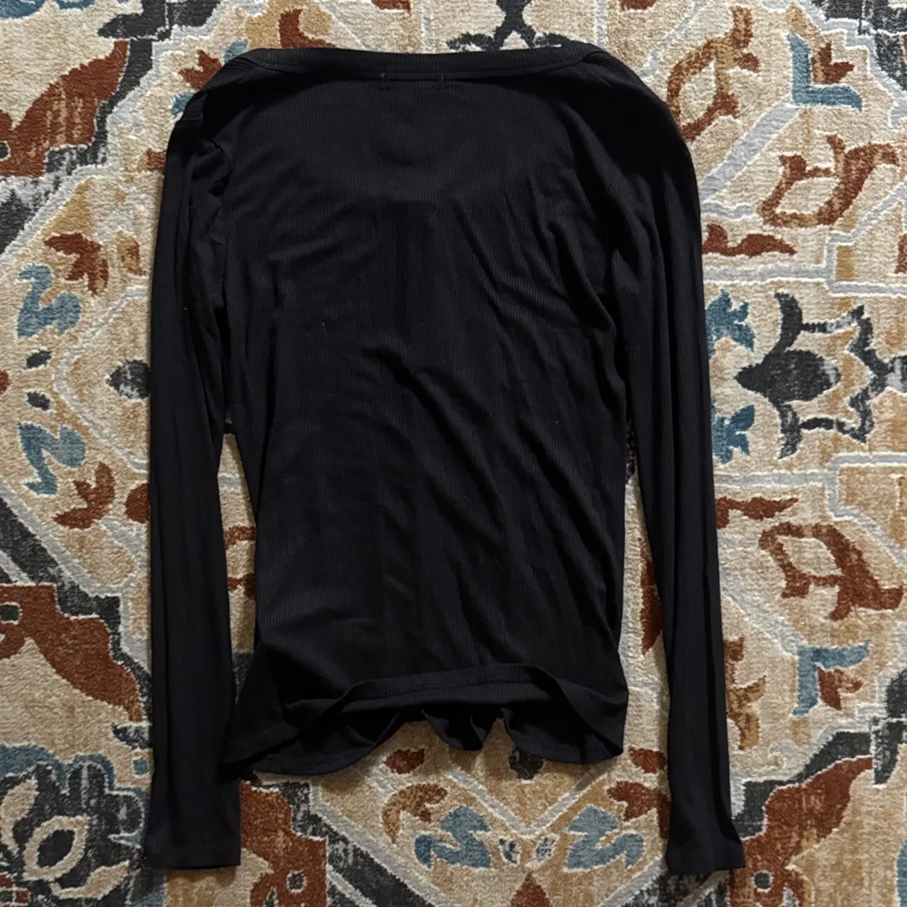 1. State Black Long Sleeve Henley Top - Image 3