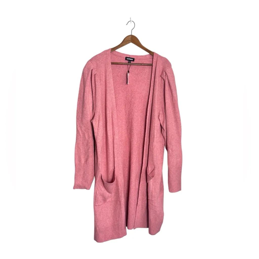 Express NWT Cozy Pink Longline Knit Open-Front Cardigan Sweater - Image 3