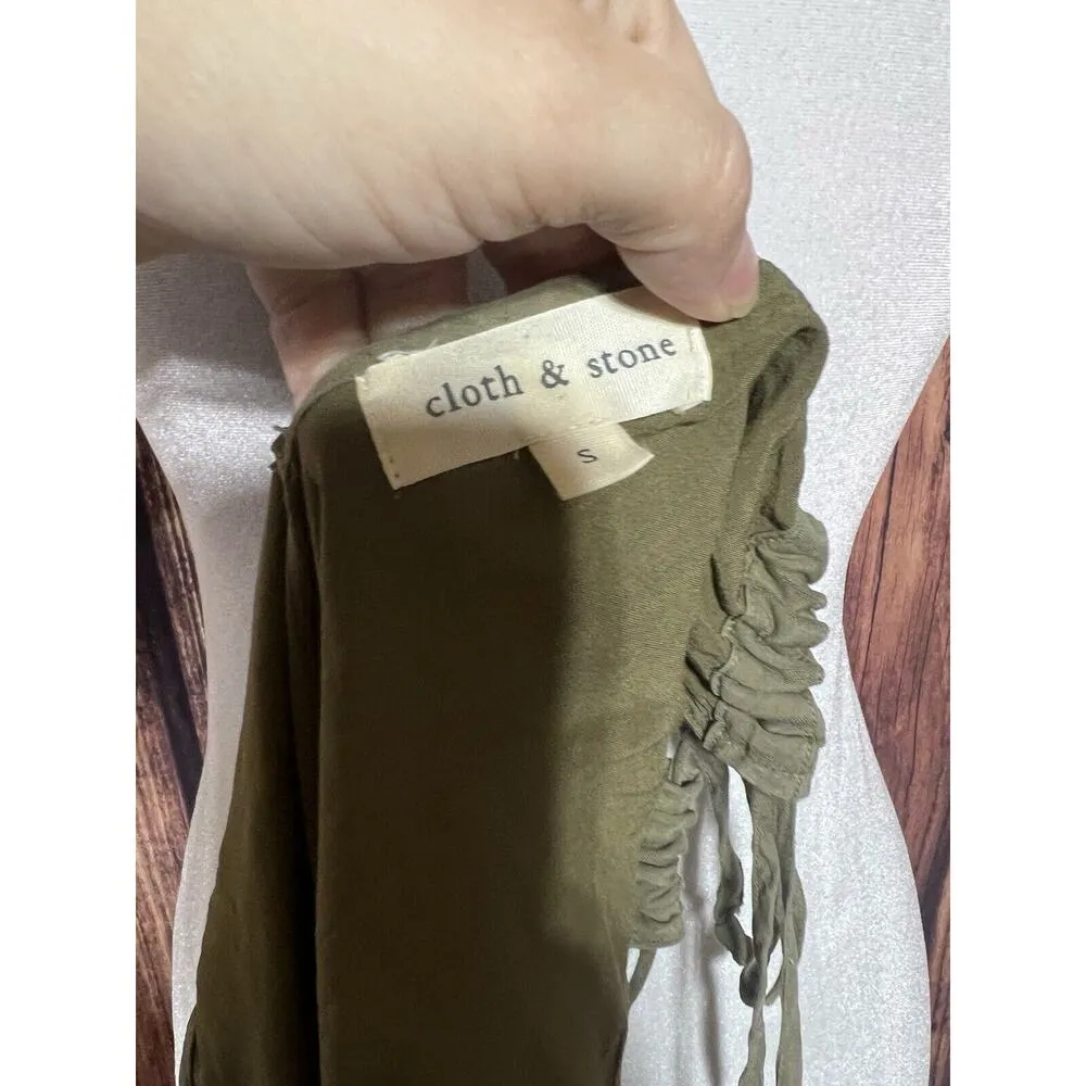 Cloth And Stone Dress Sz Small Amry Green Henley Tiered Summer Short Evereve - Image 5