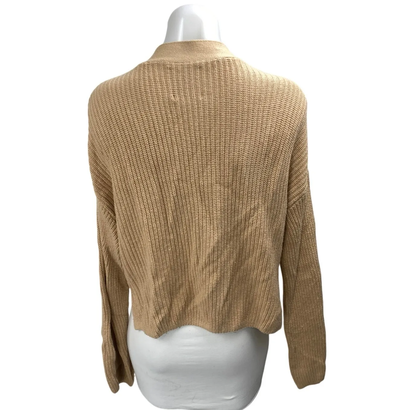 Abercrombie & Fitch Tan Long Sleeve Ribbed Knit Button Up Cardigan Sweater XS - Image 2
