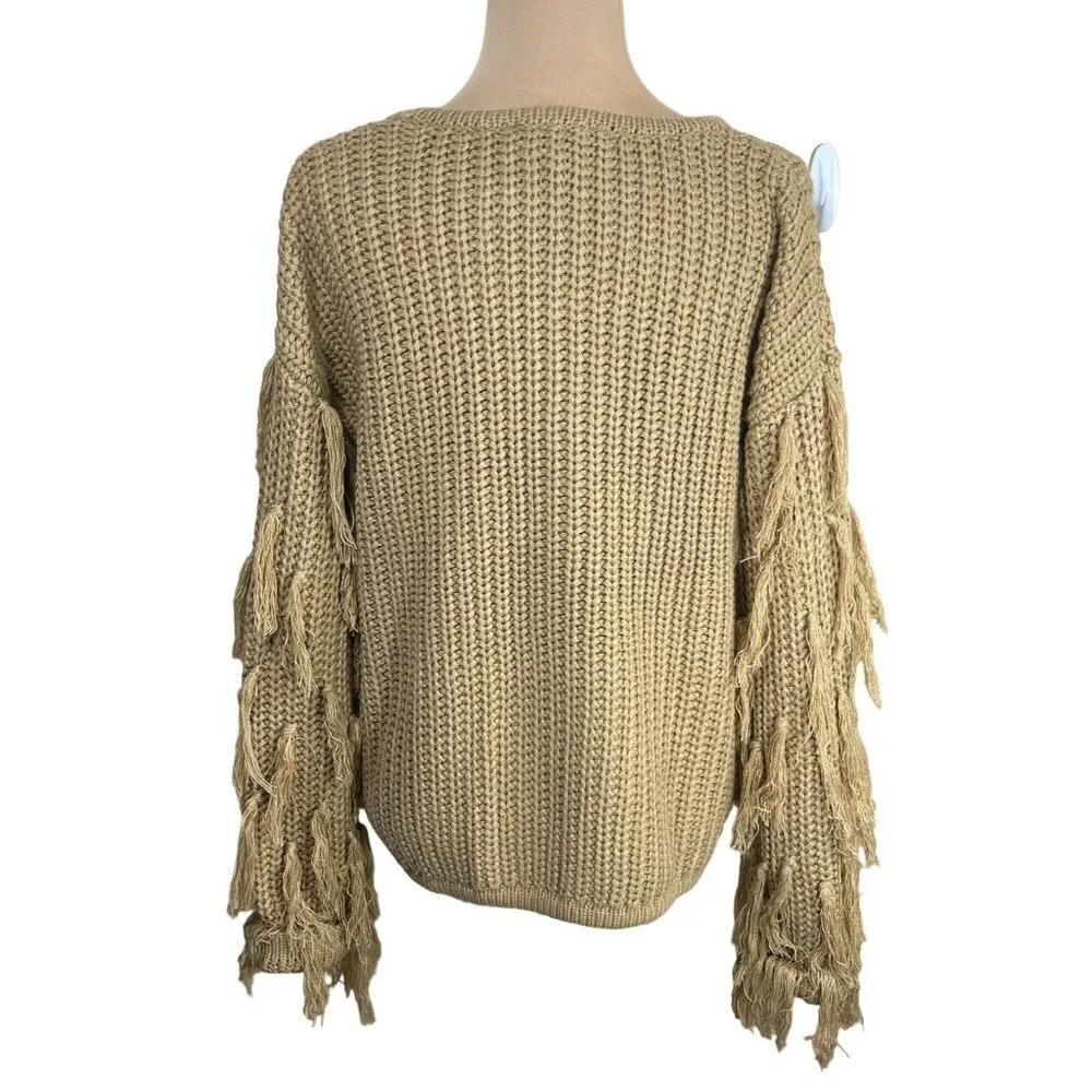 Hayden Women's Long Sleeve Sweater Crewneck Camel Brown Size Small/Medium - Image 4