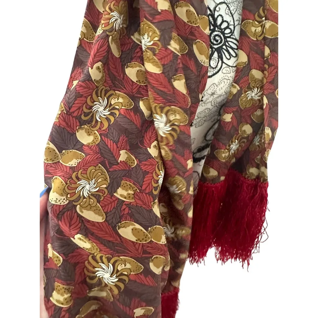 VINTAGE Womens Handmade Floral Fringe Scarf - Image 4