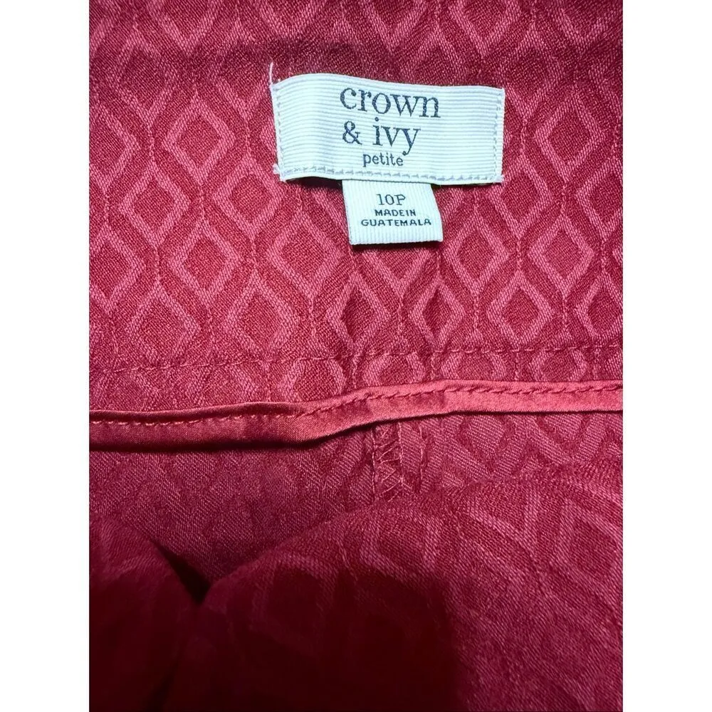 Crown & Ivy Cranberry Tech Stretch Womens 10P Ankle Mid Rise Textured Pants NWT - Image 3