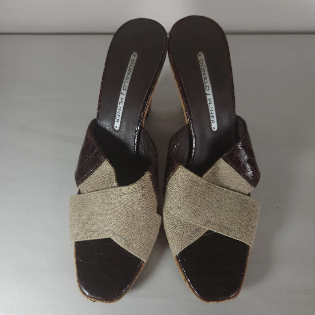 Donald J Pliner Women's Shoes Sandals Wedges Mala Cork Size 8.5 Brown - Image 8