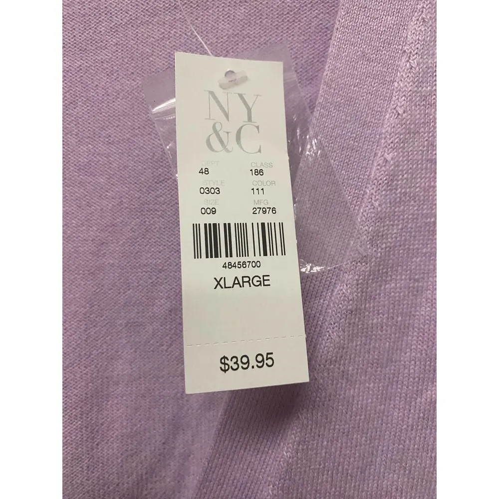 NWT 7th Avenue New York & Company Cardigan Sweater XL Purple Short Sleeve Knit - Image 5