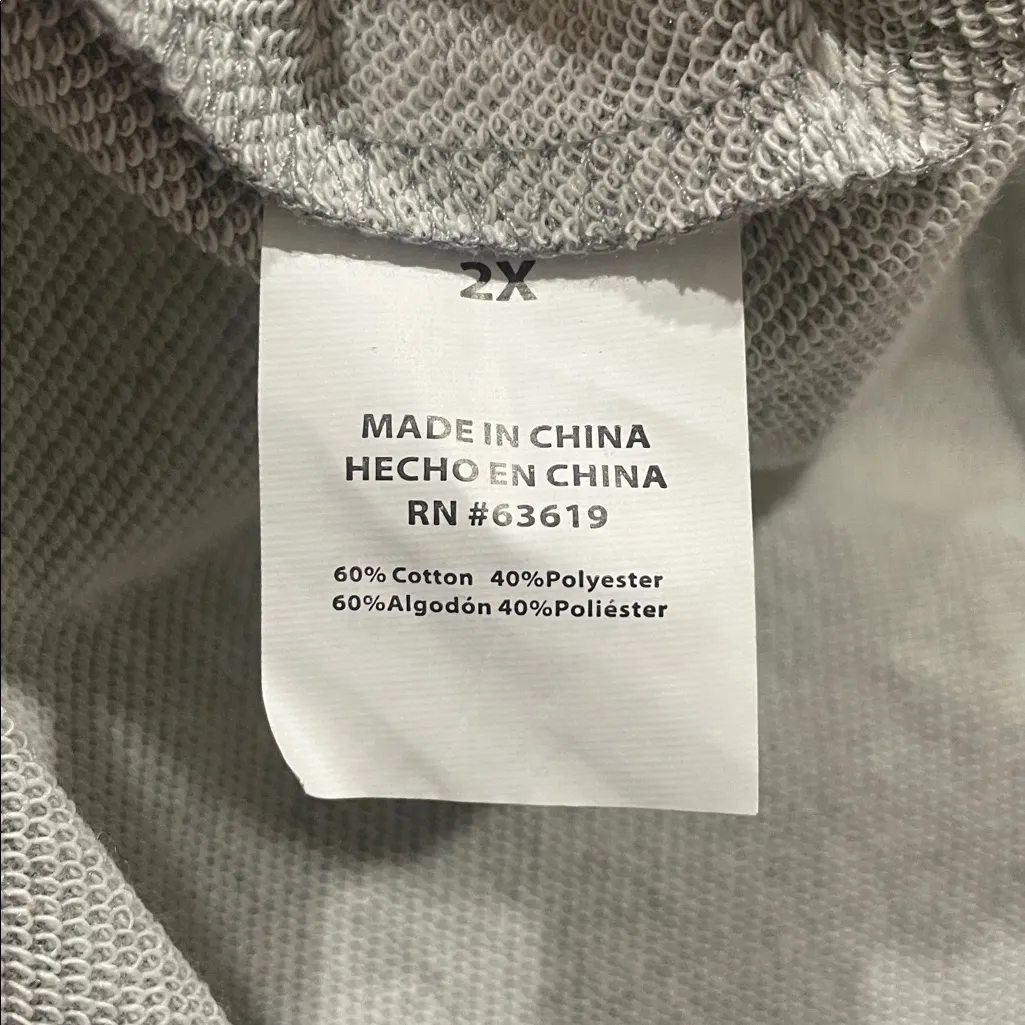 Bebe Sport Women’s 2X Hoodie Sweatshirt Heather Gray Rhinestone Logo Athleisure - Image 7