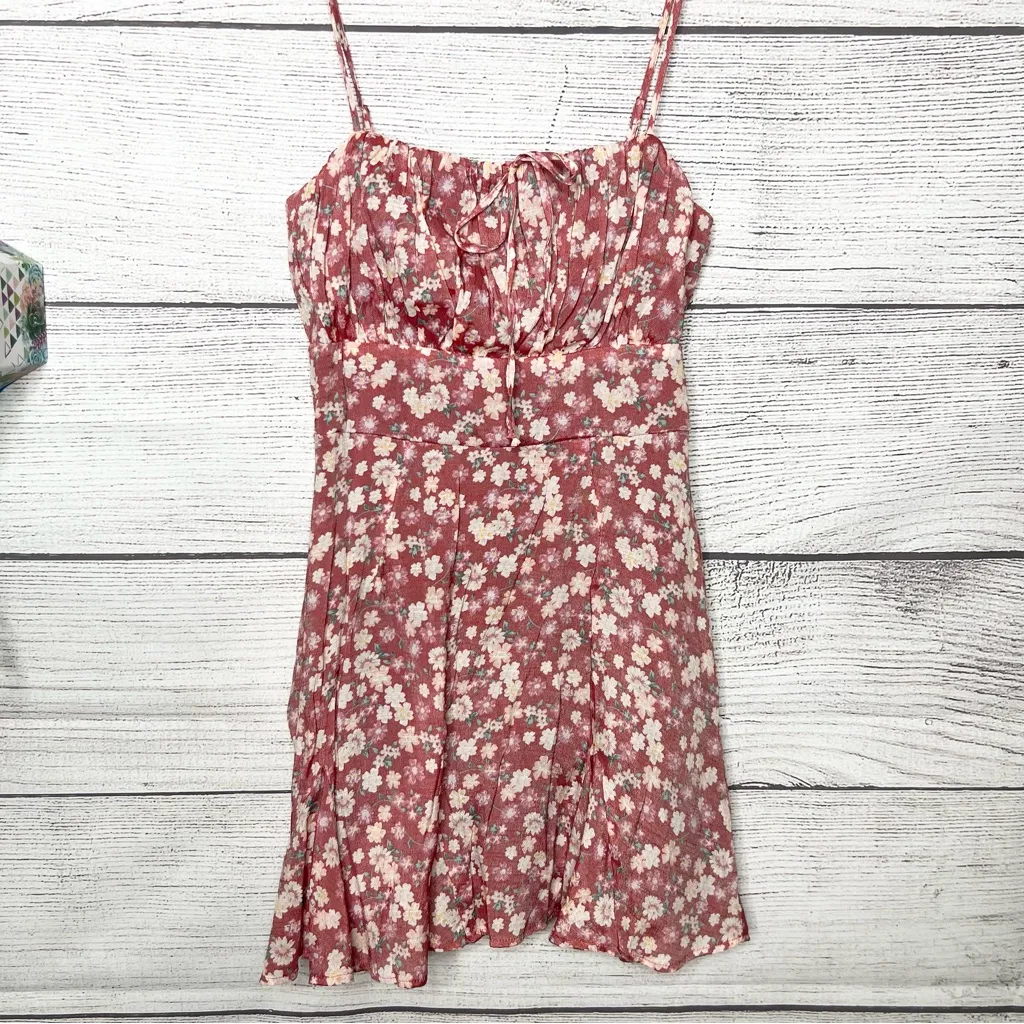 Trixxi Pink Floral Coquette Bustier Bow Spaghetti Strap Sundress Size Small - Image 2