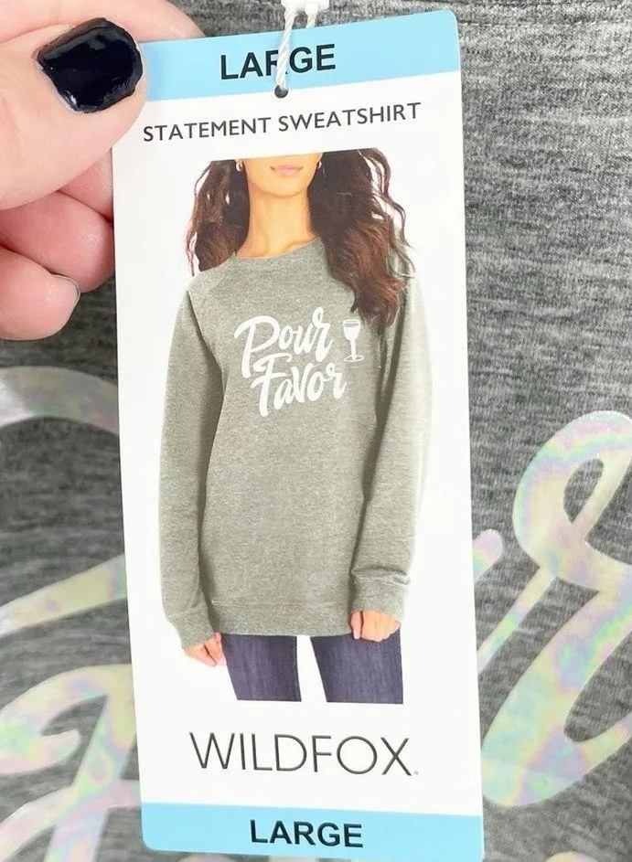 NEW Wildfox Pour Favor Wine Glass Graphic Oversized Tunic Sweatshirt Size Large - Image 8