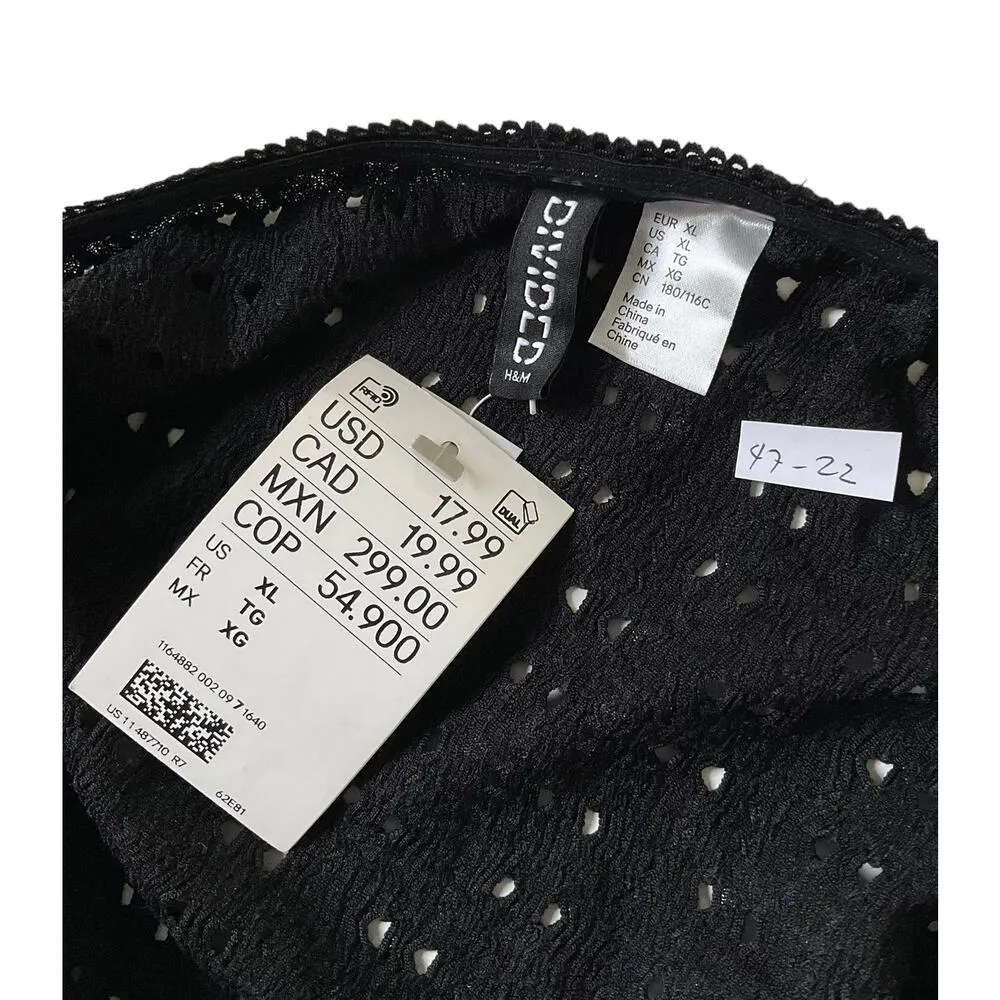 H&M Black Hook & Eye Front Closure Eyelet Tube Tank Top Women Sz XL NWT | 47-22 - Image 4