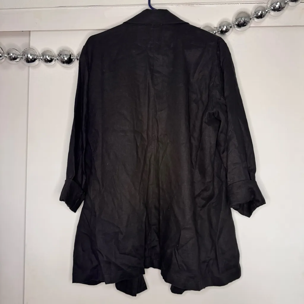 Eileen Fisher Organic Linen Long Blazer Notch Lapel Longline Easy Fit - Image 7