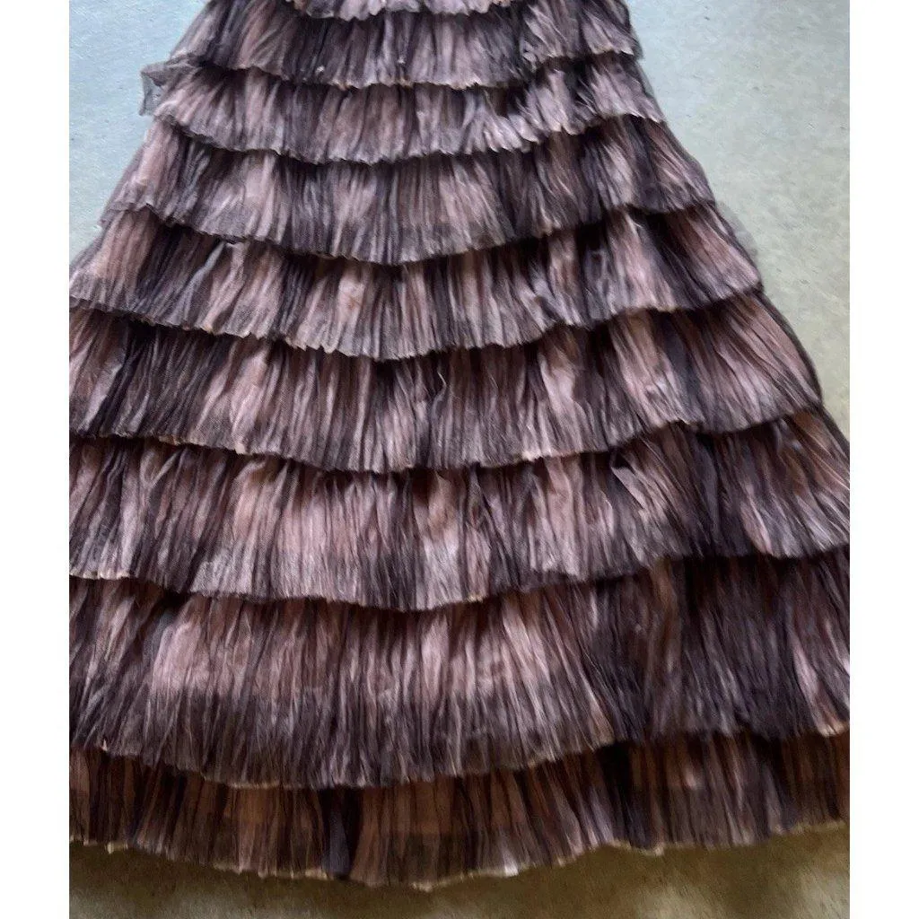 Jovani New York Strapless Tiered Tulle Maxi Black Pink Dress Women’s Sz 10 - Image 12