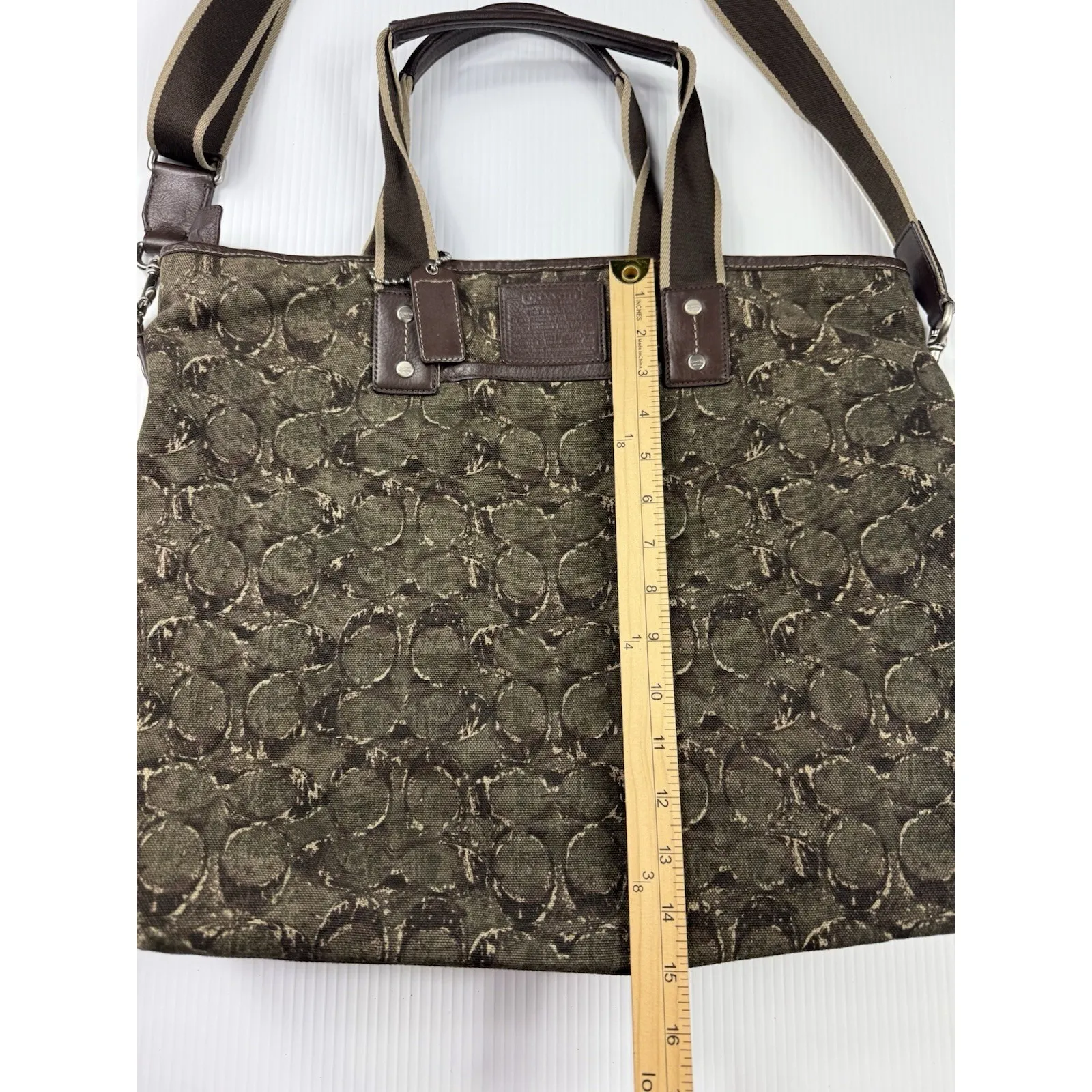 COACH Authentic‎ Tote Bag Heritage Web Canvas Printed Web Print Olive khaki - Image 5