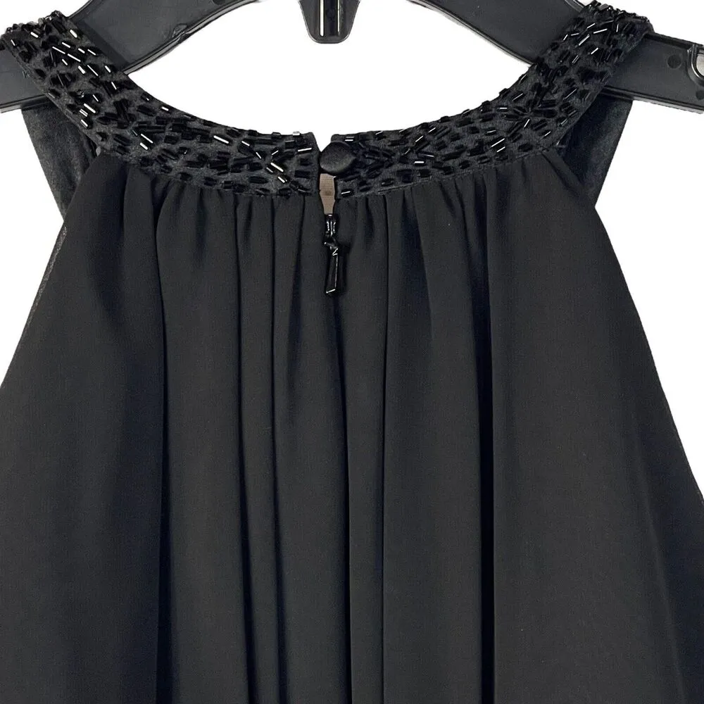 Evan Picone Petite SZ 6P Midi Halter Dress Beaded Empire Waist Lined Sleeveless - Image 6