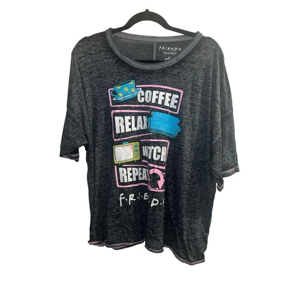 ✨Friends Warner Bros Womens Licensed Pajama Top Sz 3X✨ Gray - Image 5