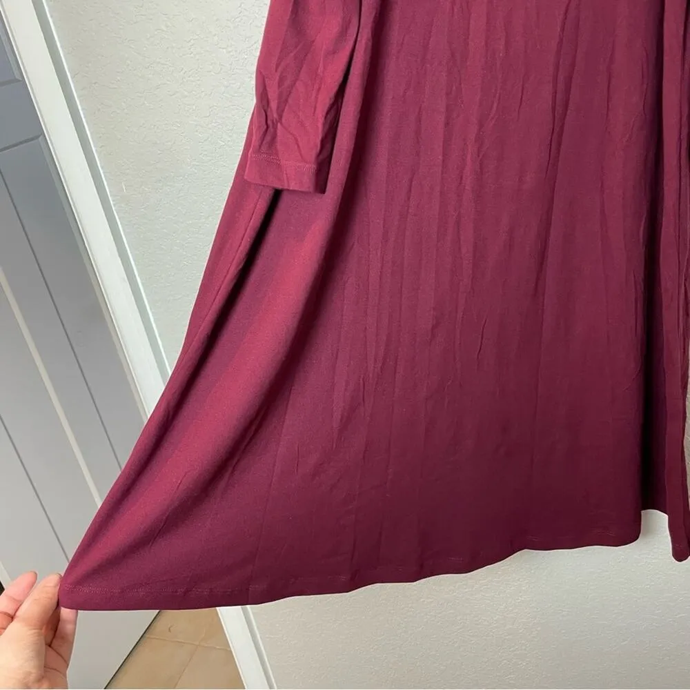 HOT KISS Burgundy Cold Shoulder Dress w/ 3/4 Sleeves Size M - Image 4