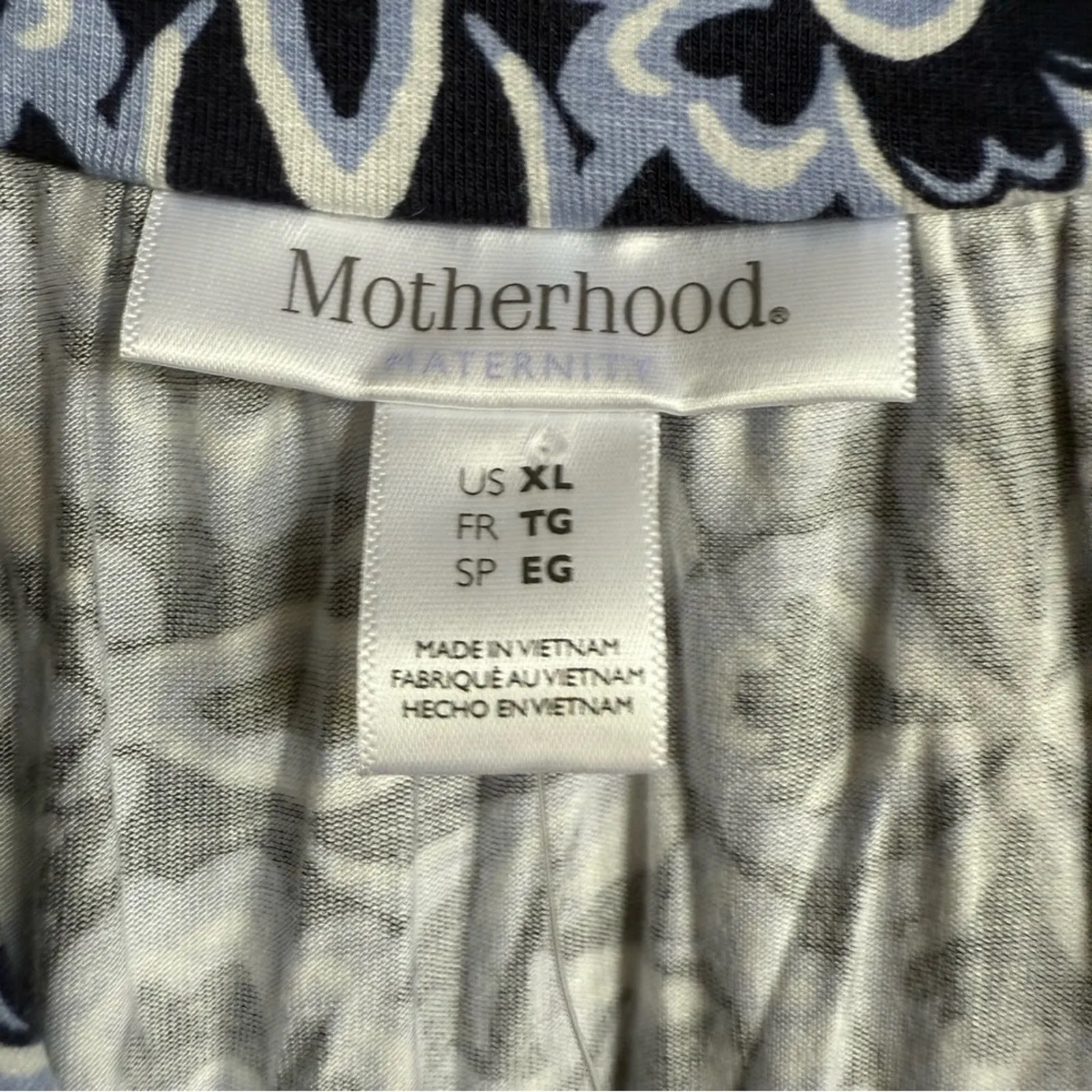 Motherhood Navy and White Maxi Dress Knit‎ Faux Wrap Maternity NEW XL - Image 5