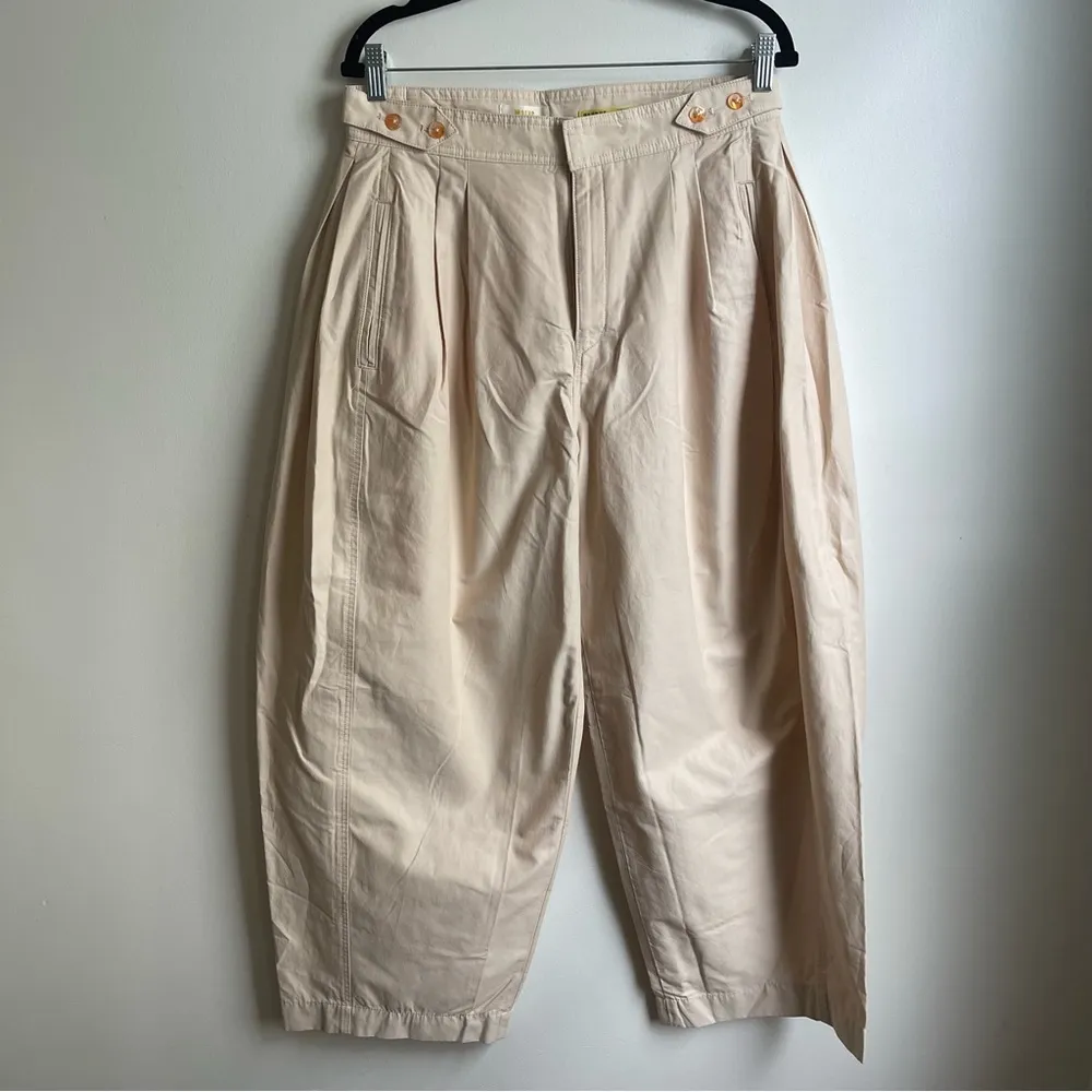 NWT Anthropologie Maeve Utility Barrel Trouser Pants Neutral Blush Tan Size 10 - Image 3