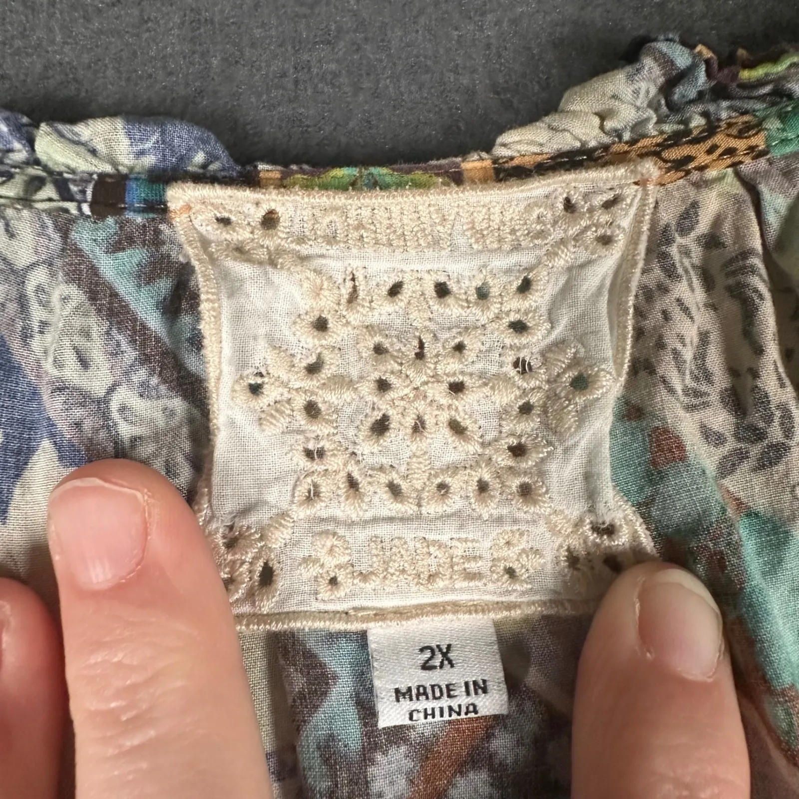 Johnny Was Jade Boho Dress Womens 2X Bohemian Tassels Floral Print Drawstring - Image 12