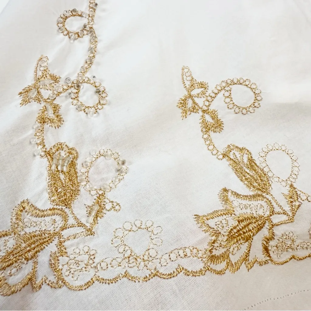 Vintage 90s Rene Margo Embroidered Beaded Skirt Size Small White - Image 8