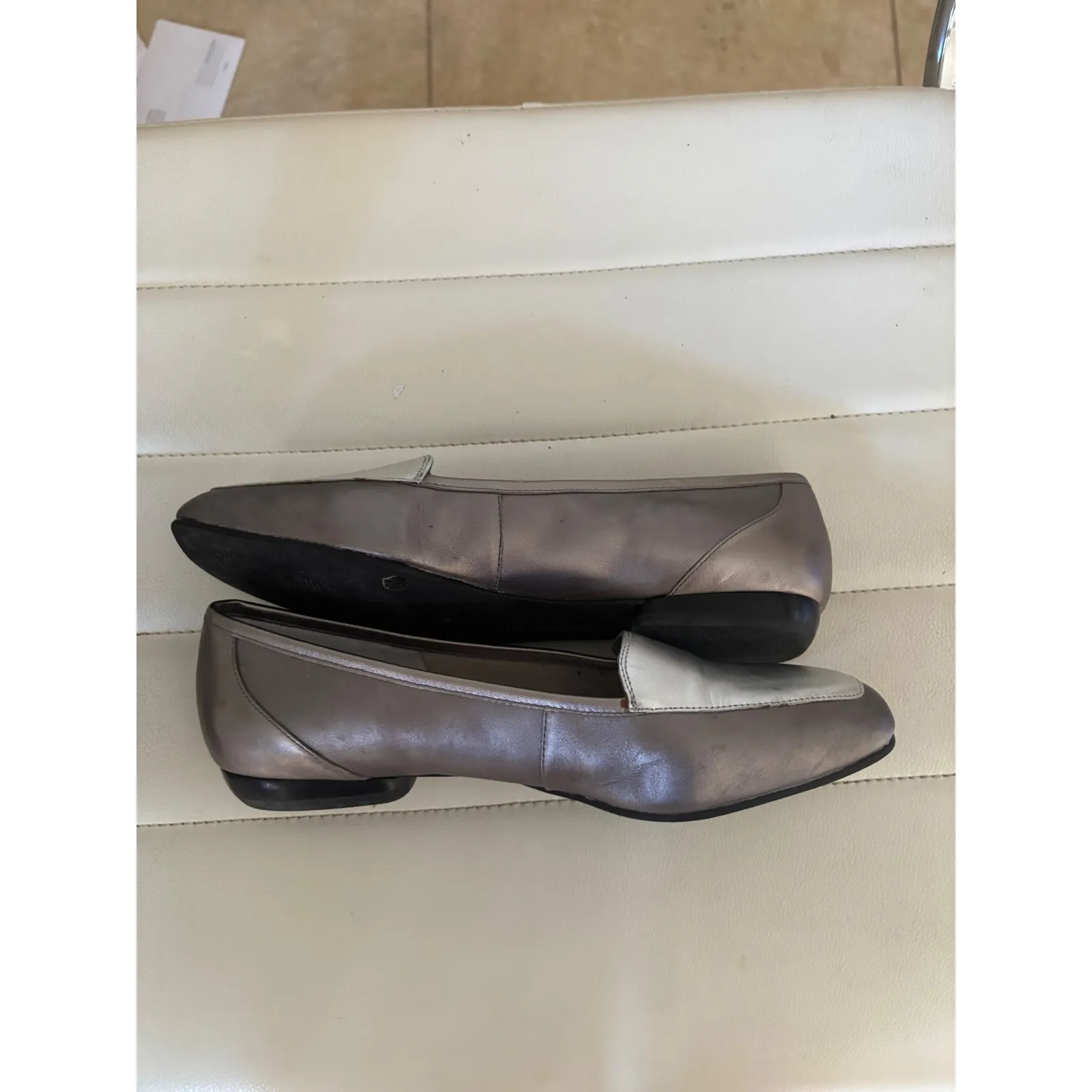 ANTONIO MELANI Women Metallic Silver Toe Square Toe Loafer Flats Shoes Size 8 - Image 8