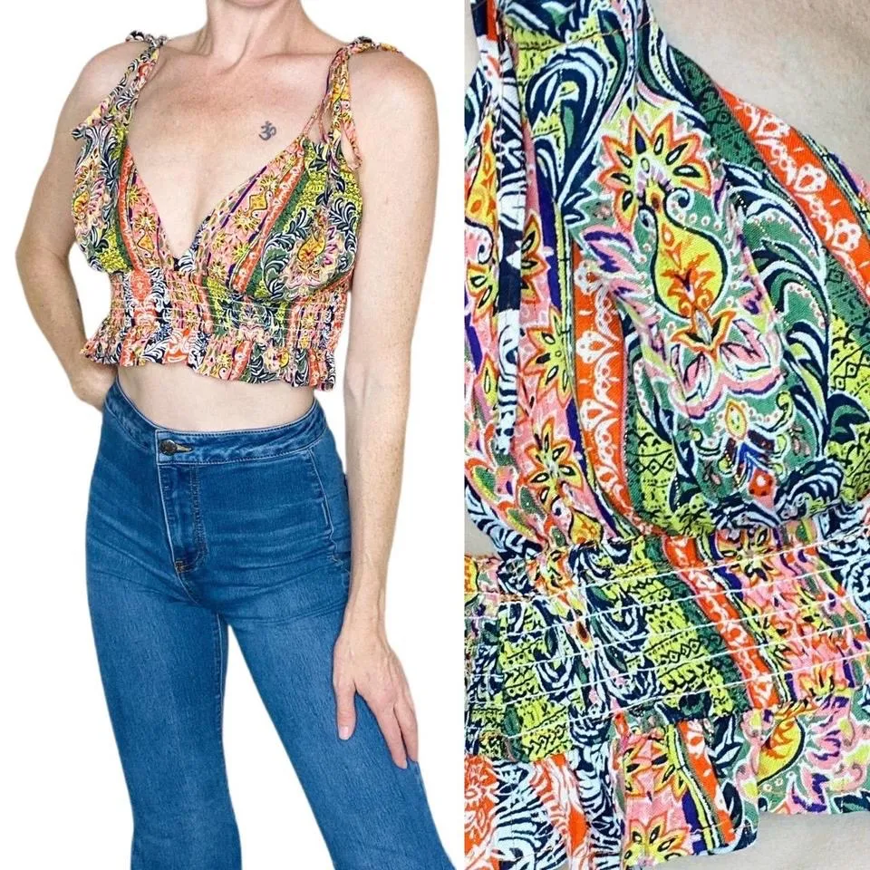 NWT Lulus Abstract Bohemian Colorful Cropped Tank Top - Image 2