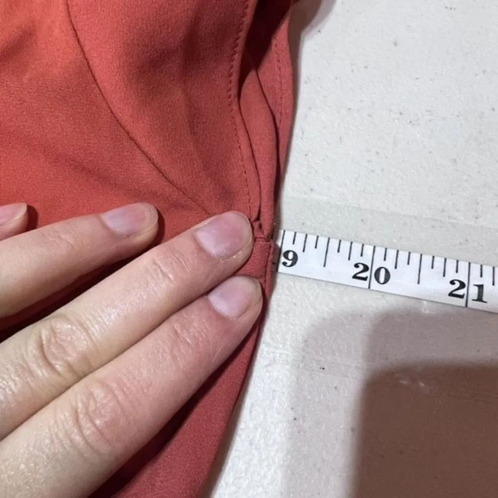 Stella & Dot Women's Crew Neck Back Zip Peplum Ruffle Blouse Orange Size Medium - Image 13